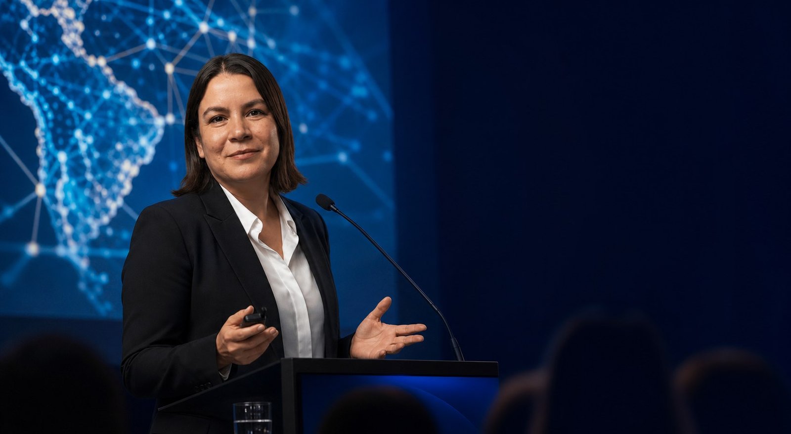 Licenciada Romina Ageitos en una conferencia de ciencias forenses
