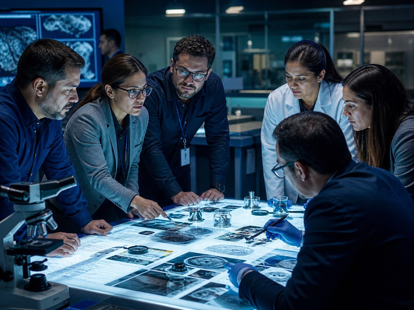 Profesionales colaborando en una investigación forense